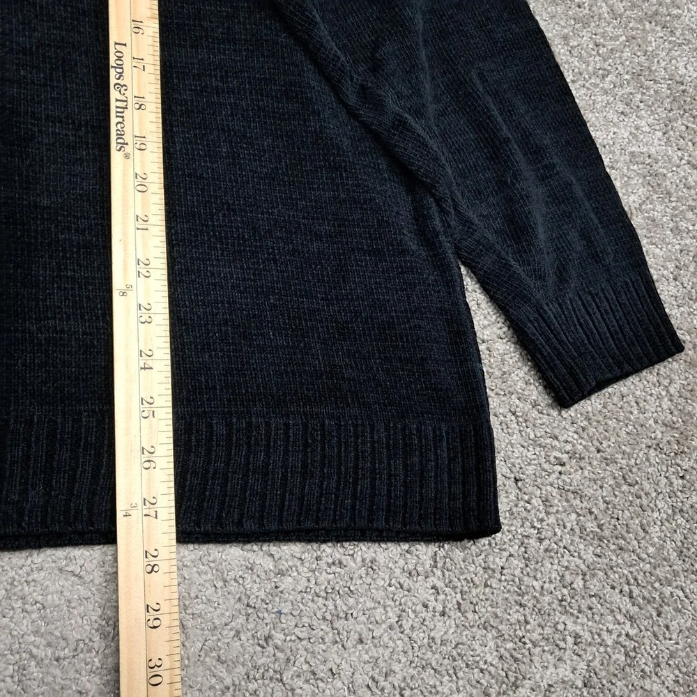 Dockers Mens XL Chenille‎ Knit Sweater Black Striped Crew Neck RN15610